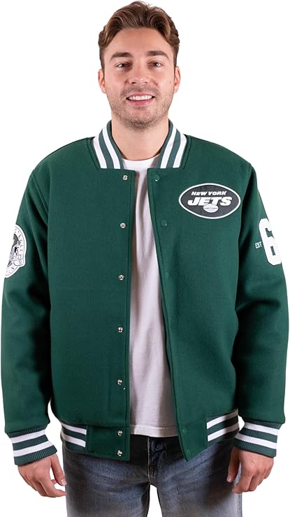 NFL Official Adults Classic Varsity Coaches Jacket Coat - Unisex|New York Jets