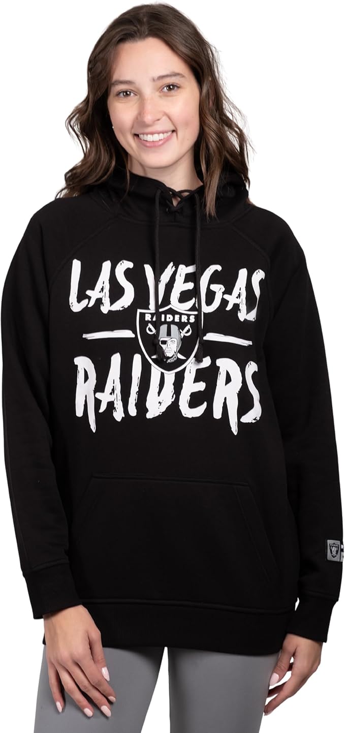 NFL Women's Official Super Soft Tie Neck Pullover Hoodie Sweatshirt|Las Vegas Raiders