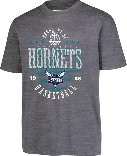 Ultra Game NBA Official Youth Super Soft Mad Props T-Shirt, Charlotte Hornets, Heather Charcoal|Charlotte Hornets