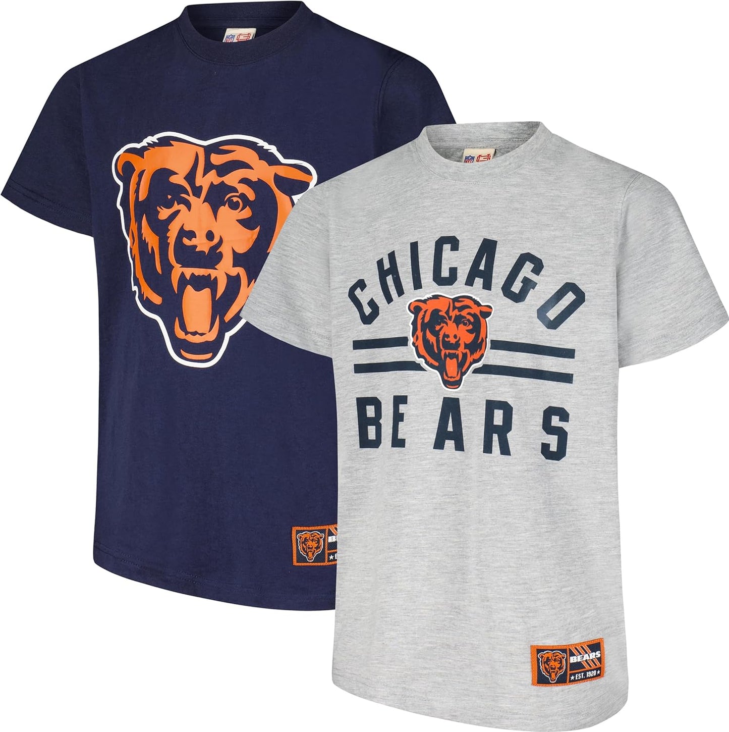 Ultra Game NFL Official Youth Super Soft 2 Pack T-Shirt Set, Chicago Bears|Chicago Bears