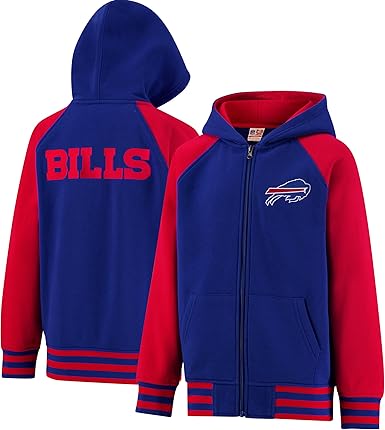 NFL Official Boy's Super Soft Full Zip Varsity Hoodie Sweatshirt|Buffalo Bills