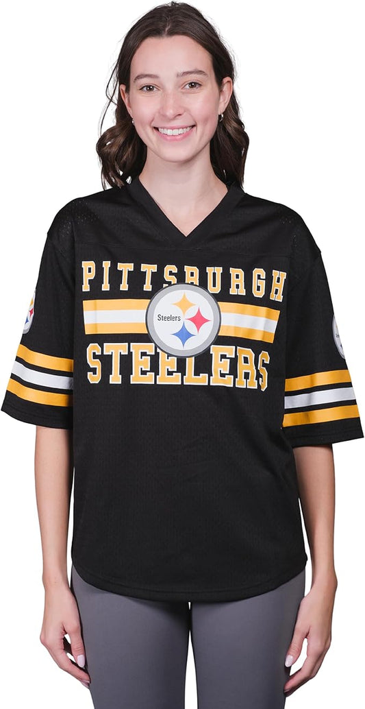 Ultra Game NFL Official Women's Soft Mesh Vintage Gameday Shirt, Pittsburgh Steelers, Team Color|Pittsburgh Steelers