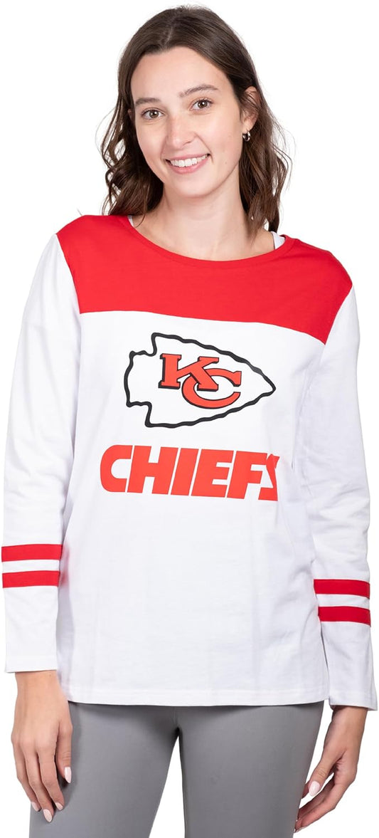 NFL Women's Official Super Soft Raglan Vintage Baseball T-Shirt|Kansas City Chiefs