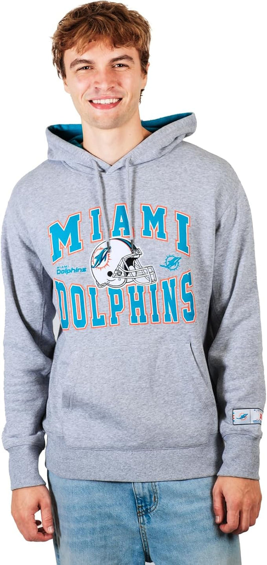 Ultra Game NFL Official Adults Ultimate Quality Super Soft Hoodie Sweatshirt - Unisex, Miami Dolphins, Heather Gray, Large|Miami Dolphins