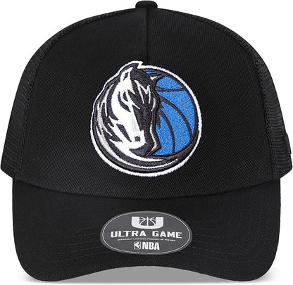 Ultra Game NBA Official Men’s Snap Back All Around The World Trucker Baseball Cap Hat - Unisex, Dallas Mavericks, Black Marl, 1SIZE|Dallas Mavericks