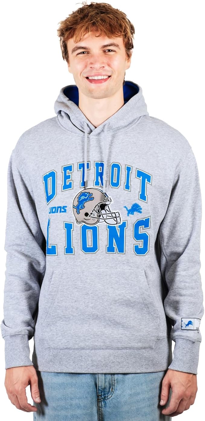 Ultra Game NFL Official Adults Ultimate Quality Super Soft Hoodie Sweatshirt - Unisex, Detroit Lions, Heather Gray|Detroit Lions