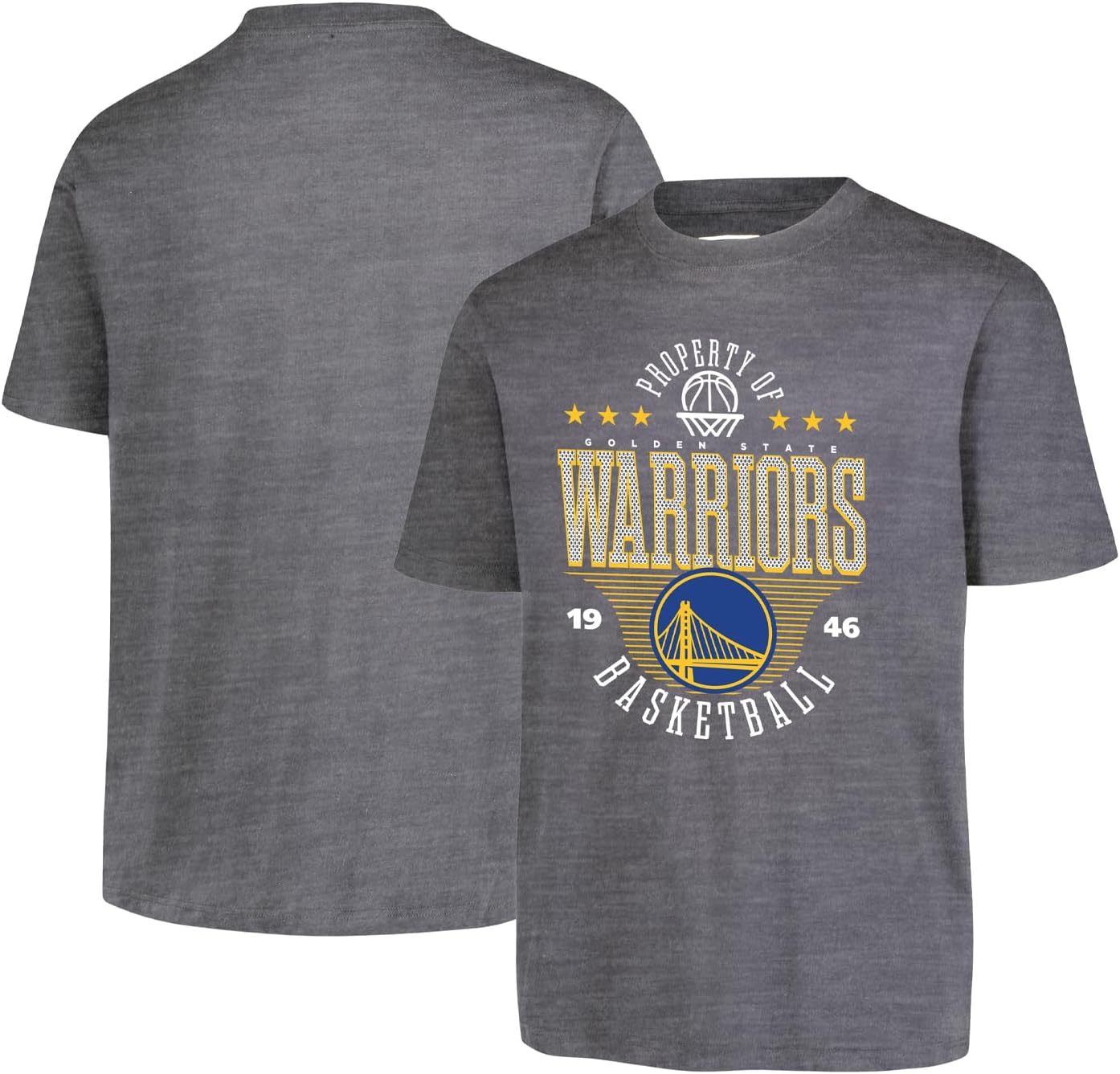 Ultra Game NBA Official Youth Super Soft Mad Props T-Shirt, Golden State Warriors, Heather Charcoal|Golden State Warriors