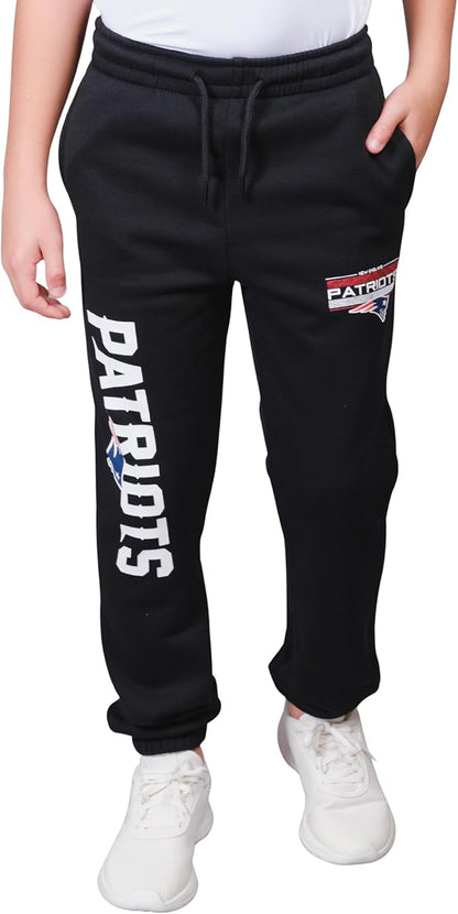 Ultra Game NFL Official Youth Super Soft Game Day Jogger Sweatpants, New England Patriots, Black|New England Patriots