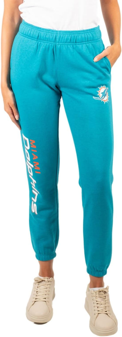 Ultra Game NFL Official Women's Super Soft Fleece Jogger Sweatpants, Miami Dolphins|Miami Dolphins