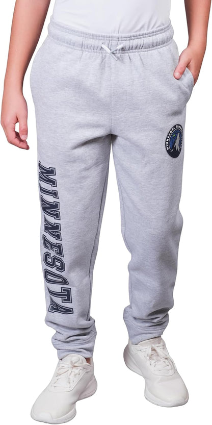 Ultra Game Youth's NBA Official Super Soft Game Day Jogger Sweatpants, Minnesota Timberwolves, Heather Gray|Minnesota Timberwolves