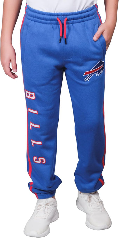 Ultra Game NFL Official Youth Super Soft Game Day Striped Jogger Sweatpants, Buffalo Bills, Team Color|Buffalo Bills