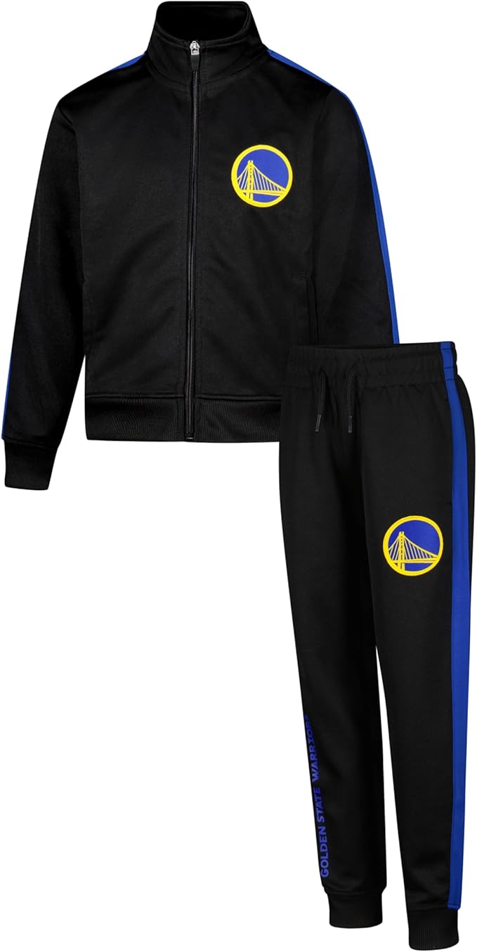 Ultra Game Youth NBA Official Super Soft Full Zip Active Track Jacket and Pants Set, Golden State Warriors, Black|Golden State Warriors