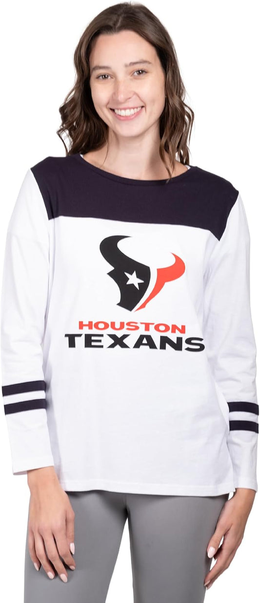 NFL Women's Official Super Soft Raglan Vintage Baseball T-Shirt|Houston Texans