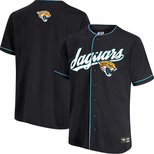 Ultra Game NFL Official Adults Game Day Button Down Baseball Mesh Jersey Shirt - Unisex, Jacksonville Jaguars, Team Color|Jacksonville Jaguars