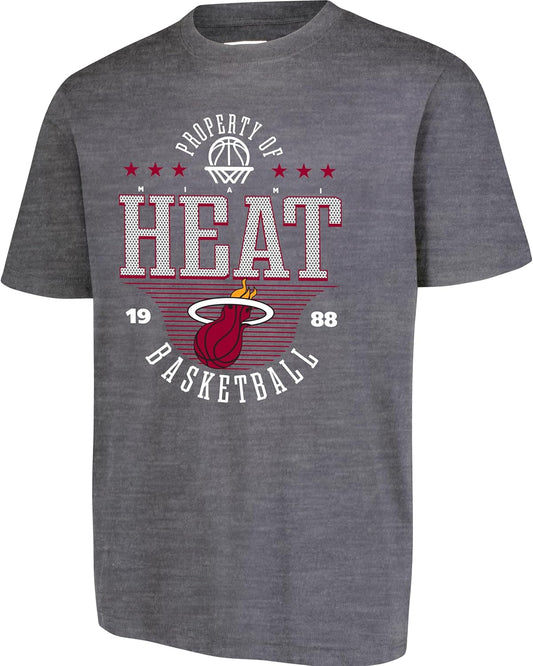 Ultra Game NBA Official Men's Standard Super Soft Mad Props T-Shirt, Miami Heat, Heather Charcoal|Miami Heat