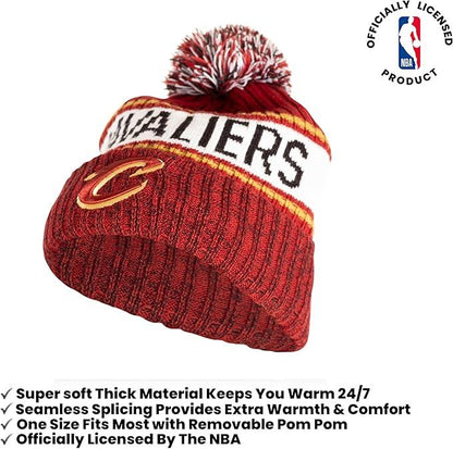 Ultra Game NBA Official Men’s Super Soft Winter Beanie Knit Hat With Extra Warm Touch Screen Gloves - Unisex, Cleveland Cavaliers, Team Color, 1SIZE|Cleveland Cavaliers