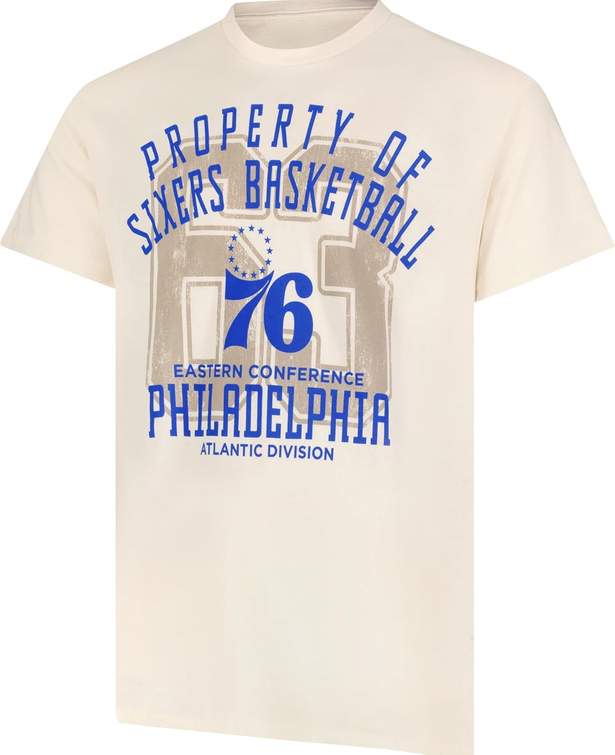 Ultra Game NBA Official Men's Standard Super Soft Nostalgic T-Shirt, Philadelphia 76ers,Cream|Philadelphia 76ers