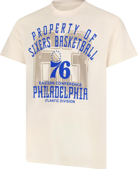 Ultra Game NBA Official Men's Standard Super Soft Nostalgic T-Shirt, Philadelphia 76ers,Cream|Philadelphia 76ers