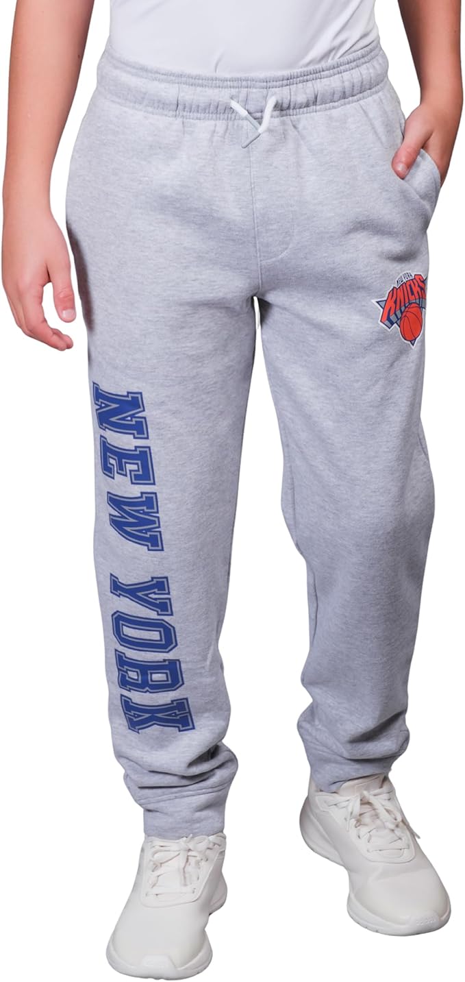 Ultra Game Youth's NBA Official Super Soft Game Day Jogger Sweatpants, New York Knicks, Heather Gray|New York Knicks