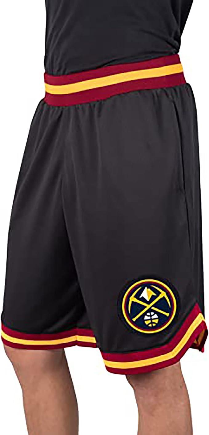 Ultra Game NBA Official Men’s Active Knit Basketball Training Shorts - Unisex, Denver Nuggets, Black|Denver Nuggets