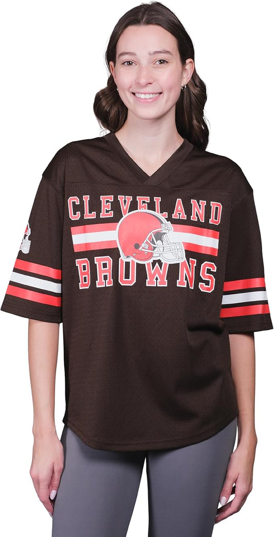 Ultra Game NFL Official Women's Soft Mesh Vintage Gameday Shirt, Cleveland Browns, Team Color|Cleveland Browns