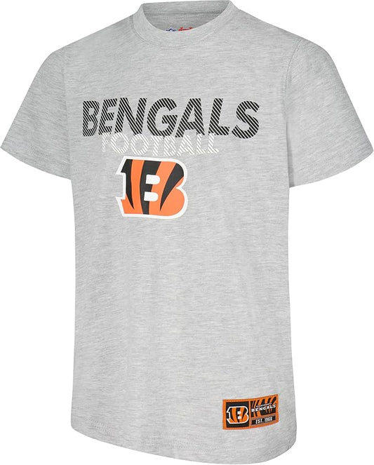 Ultra Game NFL Official Youth Super Soft Game Day T-Shirt, Cincinnati Bengals, Heather Gray|Cincinnati Bengals