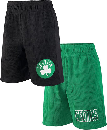 Ultra Game NBA Youth's Official Super Soft 2 Pack T-basketabll Shorts Set, Boston Celtics, Assorted|Boston Celtics