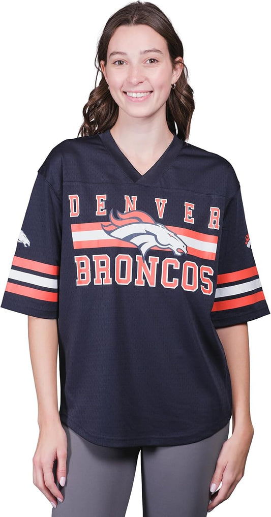 Ultra Game NFL Official Women's Soft Mesh Vintage Gameday Shirt, Denver Broncos, Team Color|Denver Broncos