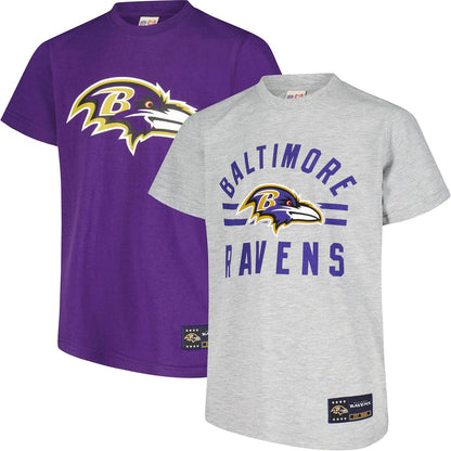 Ultra Game NFL Official Youth Super Soft 2 Pack T-Shirt Set, Baltimore Ravens|Baltimore Ravens