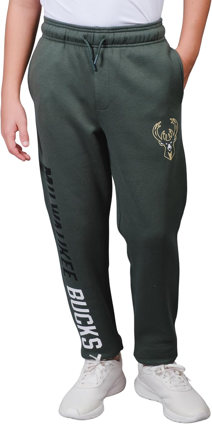 Ultra Game Youth's NBA Official Super Soft Game Day Jogger Sweatpants, Milwaukee Bucks, Team Color|Milwaukee Bucks