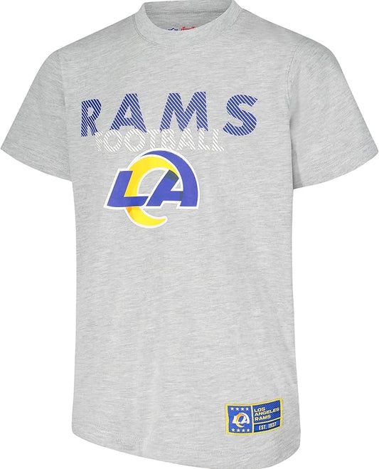 Ultra Game NFL Official Youth Super Soft Game Day T-Shirt, Los Angeles Rams, Heather Gray|Los Angeles Rams