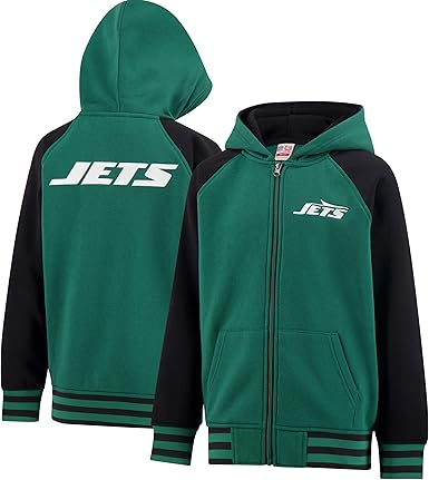 Ultra Game NFL Official Boy's Super Soft Full Zip Varsity Hoodie Sweatshirt, New York Jets, Team Color 2024|New York Jets