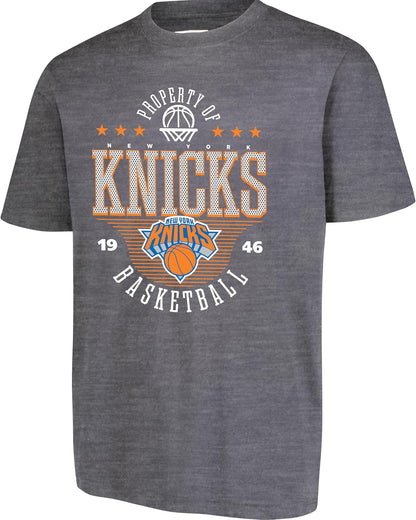 Ultra Game NBA Official Men's Standard Super Soft Mad Props T-Shirt, New York Knicks, Heather Charcoal|New York Knicks