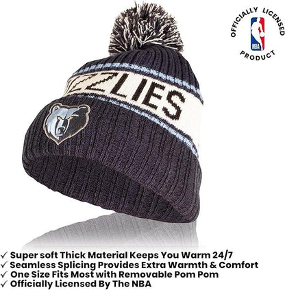 Ultra Game NBA Official Men’s Super Soft Winter Beanie Knit Hat With Extra Warm Touch Screen Gloves - Unisex, Memphis Grizzlies, Team Color, 1SIZE|Memphis Grizzlies