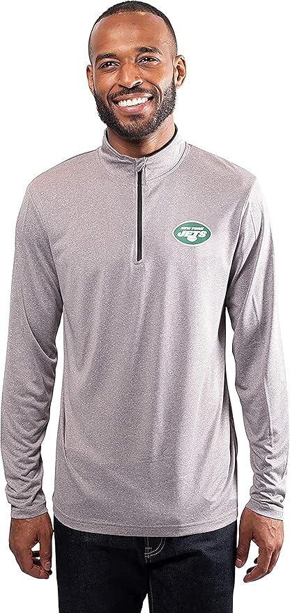 NFL Official Adults Super Soft Quarter Zip Long Sleeve T-Shirt - Unisex|New York Jets