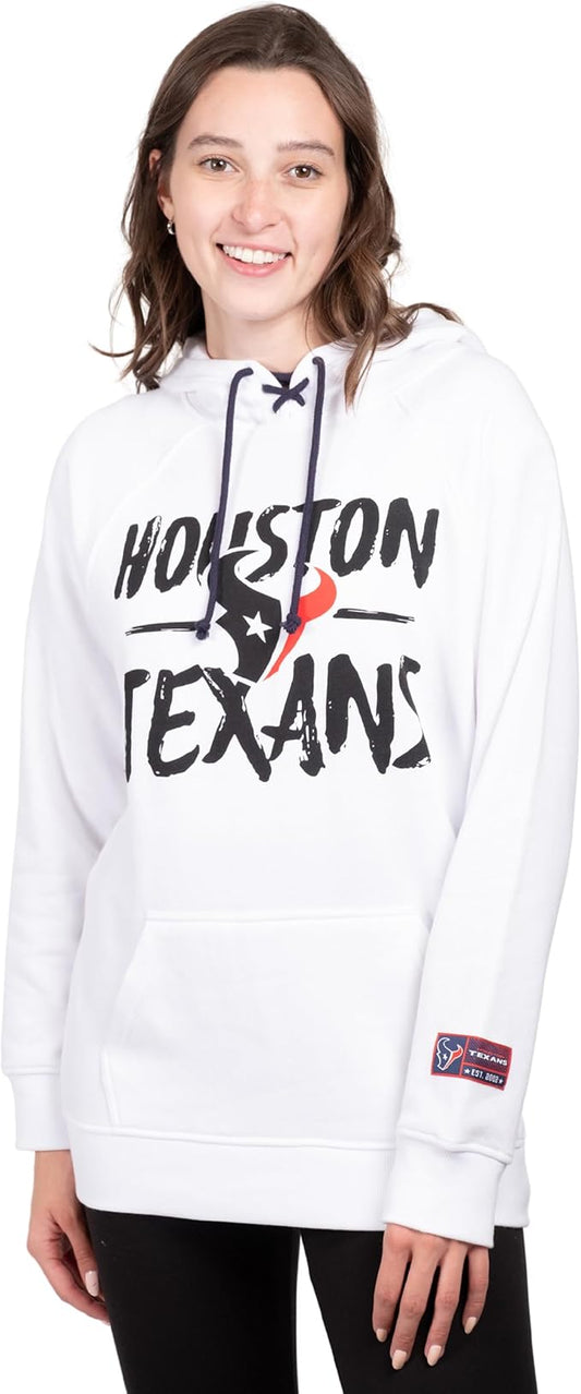 NFL Official Women's Super Soft Tie Neck Pullover Hoodie Sweatshirt|Houston Texans