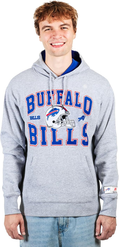 Ultra Game NFL Official Adults Ultimate Quality Super Soft Hoodie Sweatshirt - Unisex, Buffalo Bills, Heather Gray|Buffalo Bills