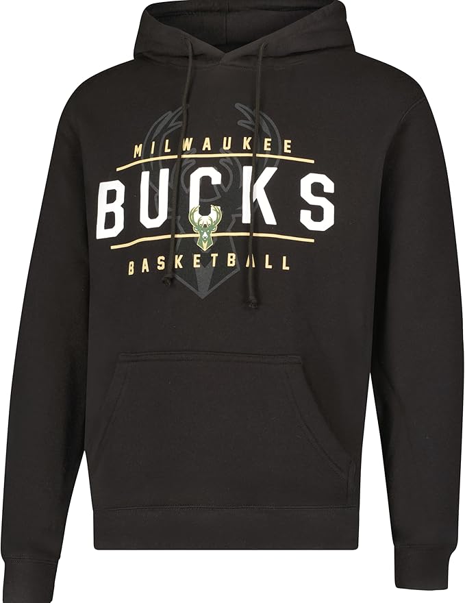 Ultra Game NBA Official Men's Super Soft Get Right Hoodie Sweatshirt, Milwaukee Bucks, Black|Milwaukee Bucks