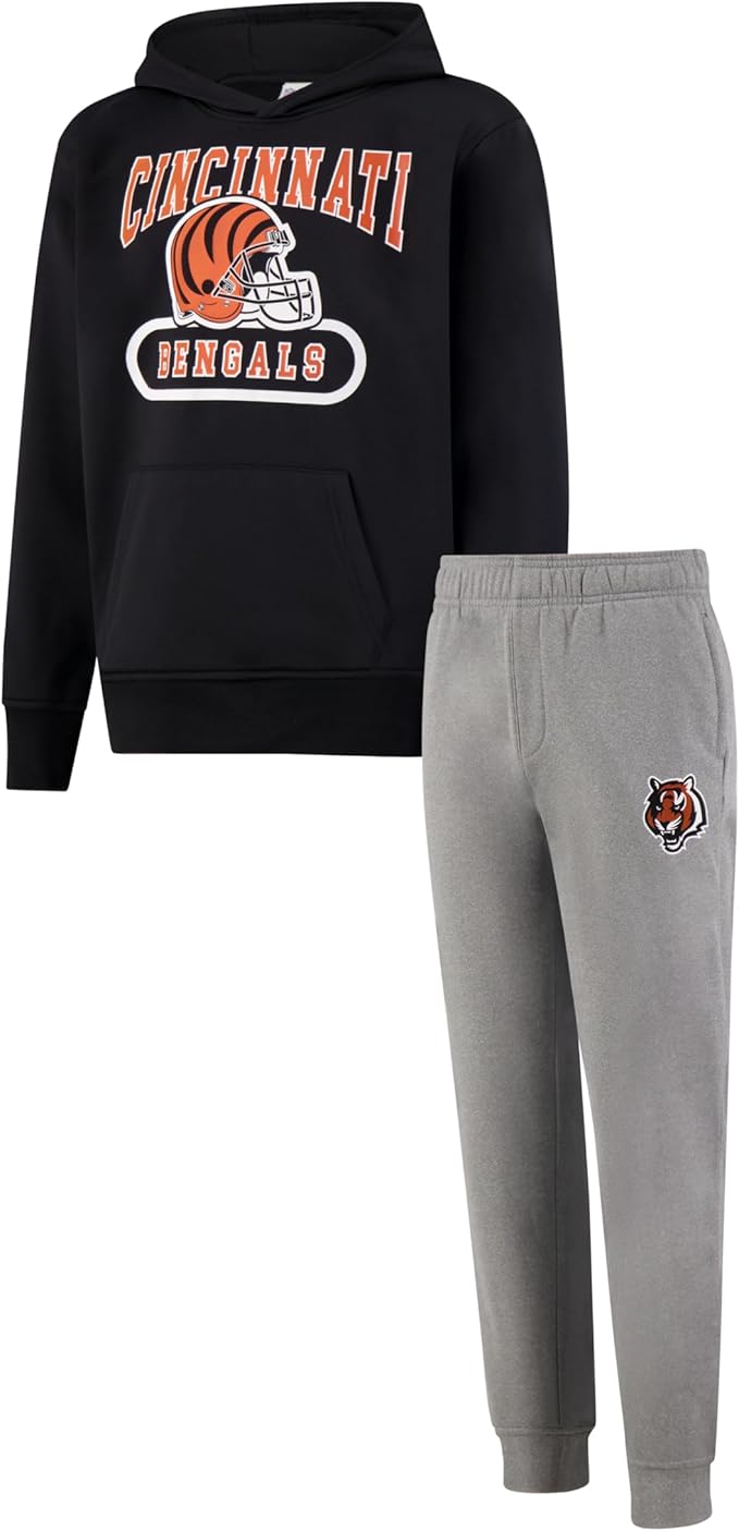 NFL Official Youth Super Soft Jogger & Hoodie Sweatshirt Set|Cincinnati Bengals