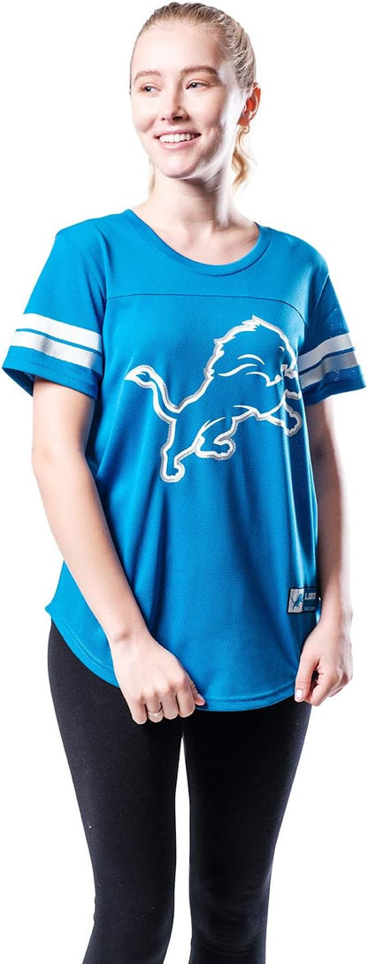 NFL Official Women's Super Soft Mesh Jersey T-Shirt|Detroit Lions