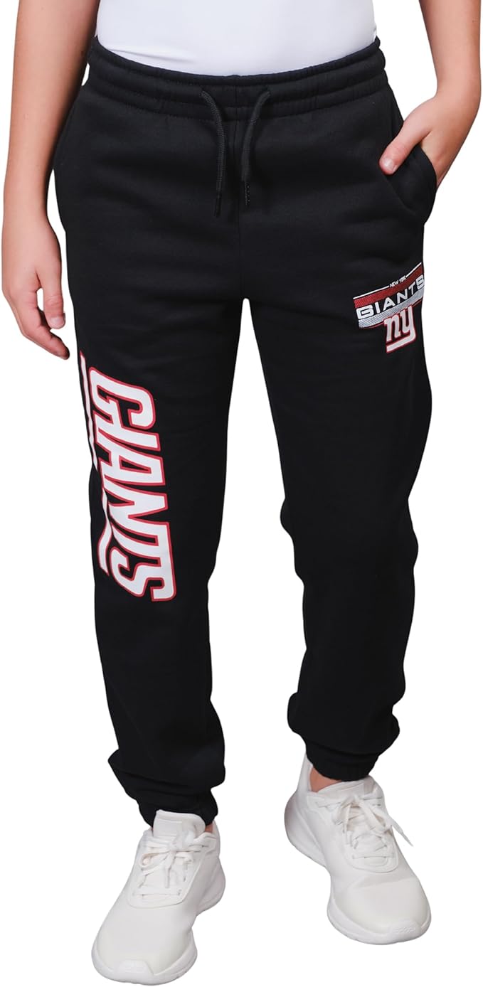 Ultra Game NFL Official Youth Super Soft Game Day Jogger Sweatpants, New York Giants, Black|New York Giants