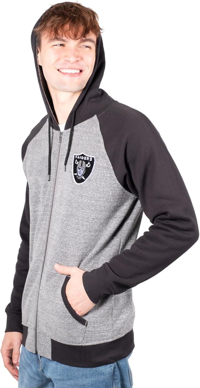 Ultra Game NFL Official Adults Super Soft Supreme Full Zip Varsity Hoodie Sweatshirt Jacket-Unisex, Las Vegas Raiders, Heather Gray|Las Vegas Raiders