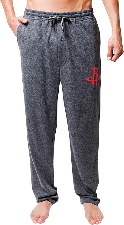 Ultra Game Men's NBA Official Sleepwear Super Soft Pajama Loungewear Pants, Houston Rockets, Heather Charcoal 23|Houston Rockets