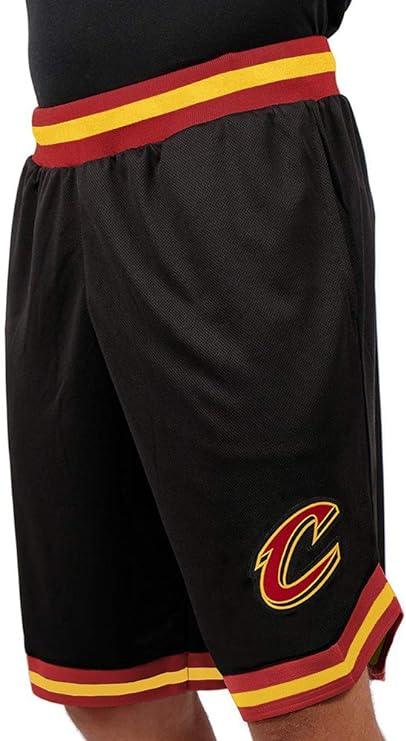 Ultra Game NBA Official Men’s Active Knit Basketball Training Shorts - Unisex, Cleveland Cavaliers, Black|Cleveland Cavaliers