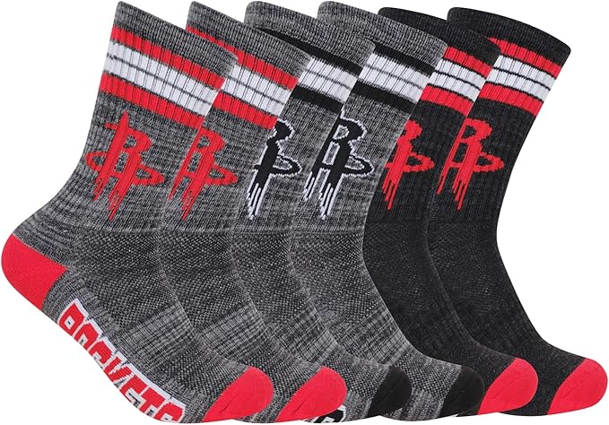 Ultra Game NBA Official Youth Athletic Cushioned Secure Fit Team Crew Socks, Houston Rockets, Assorted, Y9-11|Houston Rockets