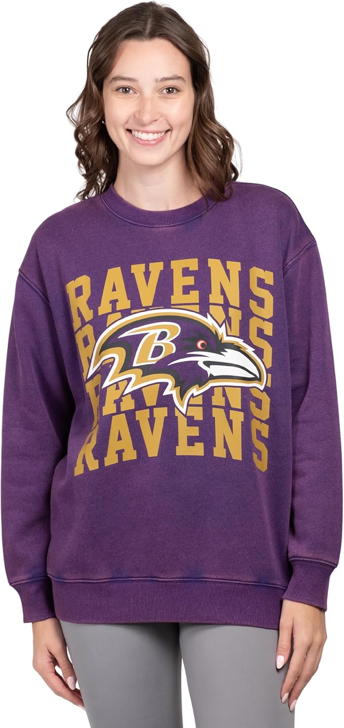 Ultra Game NFL Official Womens Super Soft Oversized Cozy Shirt, Baltimore Ravens, Team 2|Baltimore Ravens