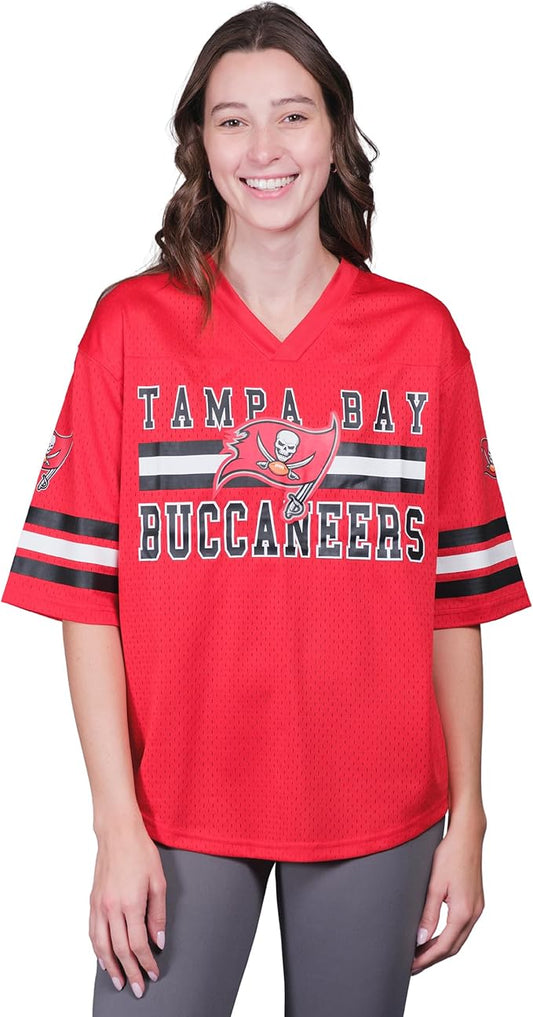 Ultra Game NFL Official Women's Soft Mesh Vintage Gameday Shirt, Tampa Bay Buccaneers, Team Color|Tampa Bay Buccaneers