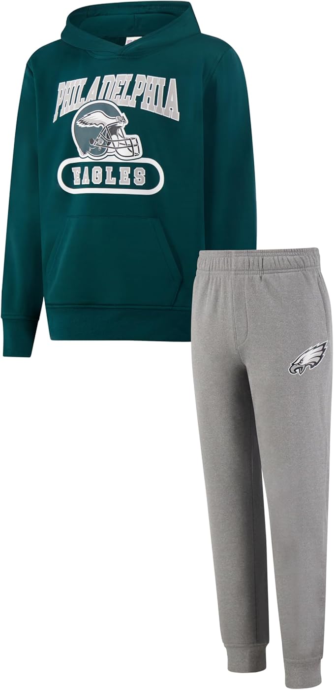 Ultra Game NFL Official Youth Super Soft Jogger & Hoodie Sweatshirt Set, Philadelphia Eagles, Team Color|Philadelphia Eagles