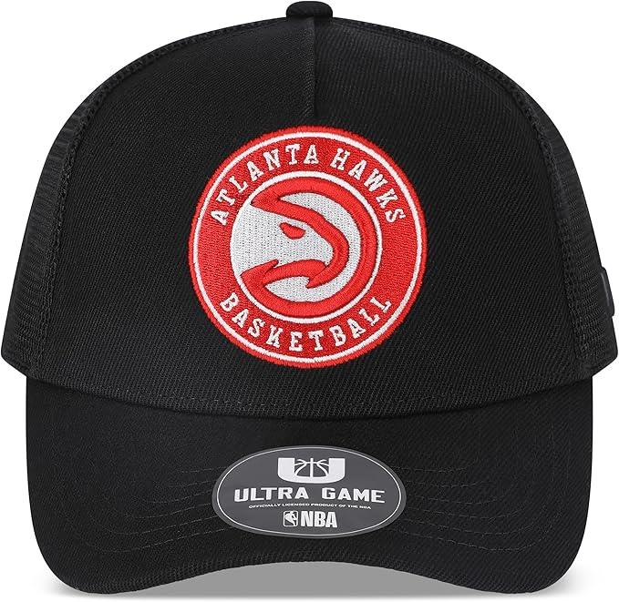 Ultra Game NBA Official Men’s Snap Back All Around The World Trucker Baseball Cap Hat - Unisex, Atlanta Hawks, Black Marl, 1SIZE|Atlanta Hawks