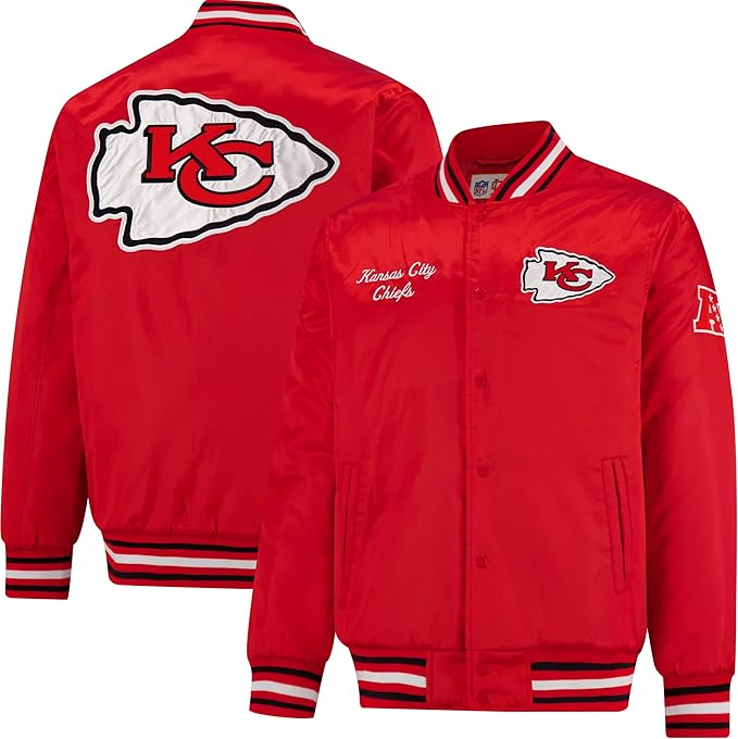 Ultra Game NFL Official Adults Supreme Satin Heritage Jacket, Kansas City Chiefs, Supreme Satin|Kansas City Chiefs